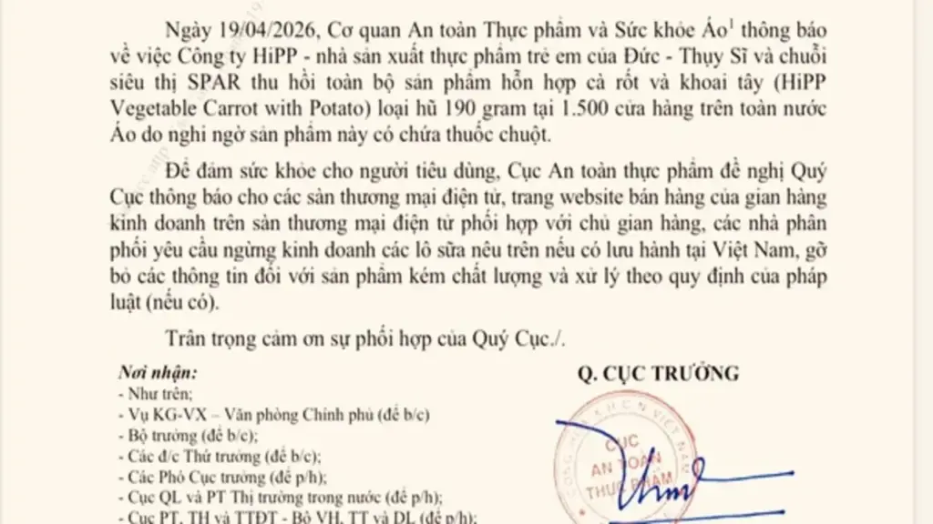 Nghi vấn hũ ăn dặm HiPP chứa thuốc chuột