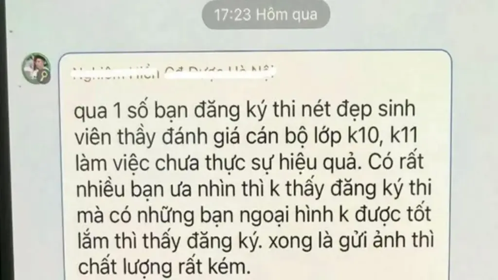 Xôn xao tin nhắn của giảng viên được cho là miệt thị ngoại hình sinh viên