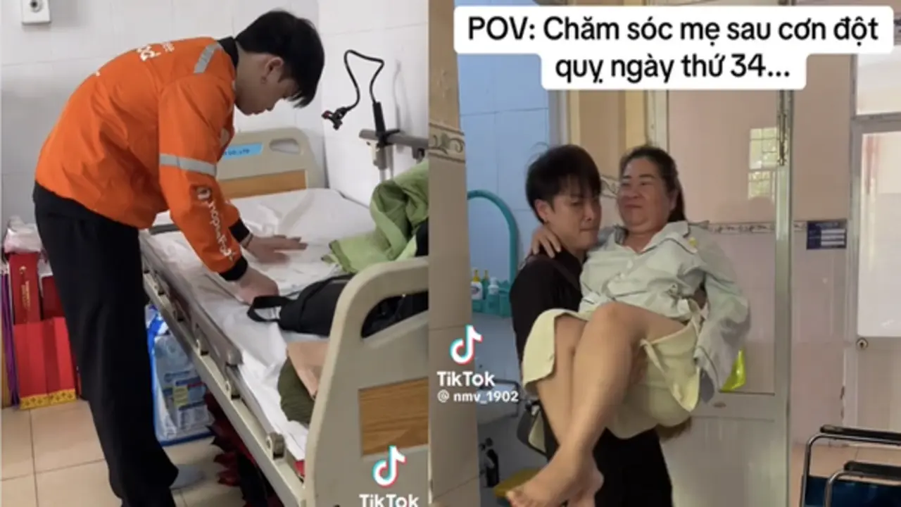 Xúc động câu chuyện anh shipper chăm mẹ bị đột quỵ